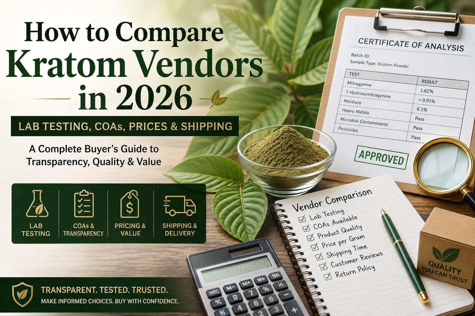 How to Compare Kratom Vendors in 2026: Lab Testing, COAs, Prices & Shipping
